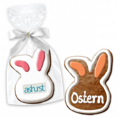 Rabbit head Easter present about 12cm opt. with logo & text