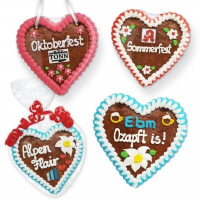 Your logo on a gingerbread heart 16cm