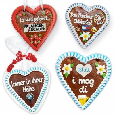 Individual gingerbread heart 21cm optionally with logo