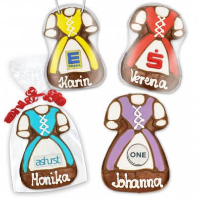 Dirndl aus Lebkuchen 11cm optional mit Logo