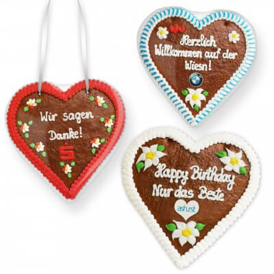30cm gingerbread heart optional with a logo
