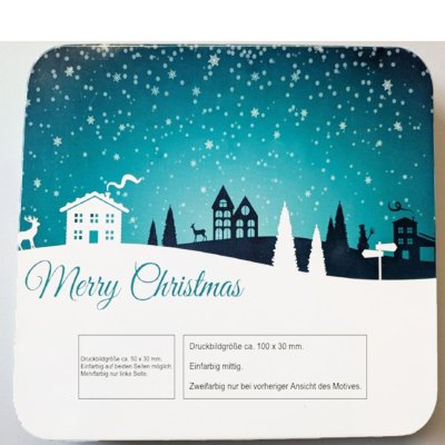 "Merry Christmas" Metallbox mit Gebäck - personalisiert mit Logo