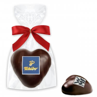 Dark chocolate gingerbread heart - including logo