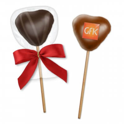 Gingerbread chocolate heart Lolli -Pop - with logo on request