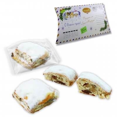 Mini Stollen einzelverpackt im bedruckten Karton, 25g