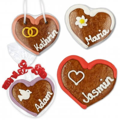 Place card heartshaped made of gingerbread 8cm