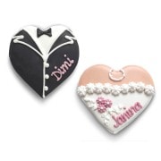 Tuxedo & Dress Gingerbread Heart - Placement Card