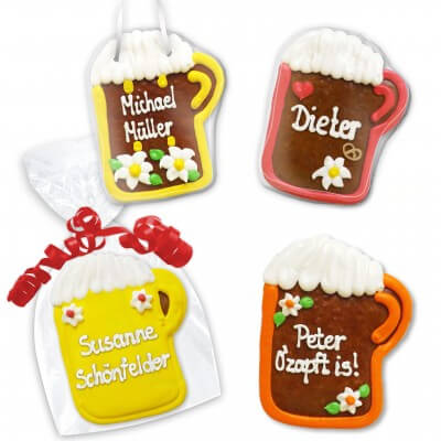 Beer mug made of gingerbread as a place card 12cm