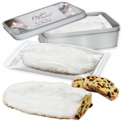 Stollen box with promotional logo and 1000g stollen, various varieties