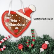 Lebkuchen Herz Rohling mit Nikolausmütze 16cm