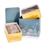 Christmas Gift Tin with Square Nuremberg Elisen Gingerbread Cookies - Personalized with Your Logo