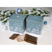 Christmas Gift Tin with Square Nuremberg Elisen Gingerbread Cookies - Personalized with Your Logo