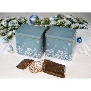Weihnachtsdose mit eckigen Nürnberger Elisen Lebkuchen