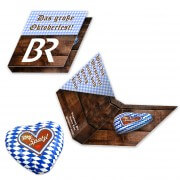 Lebkuchenherz "Spatzl" aus Schokolade individuell bedruckt