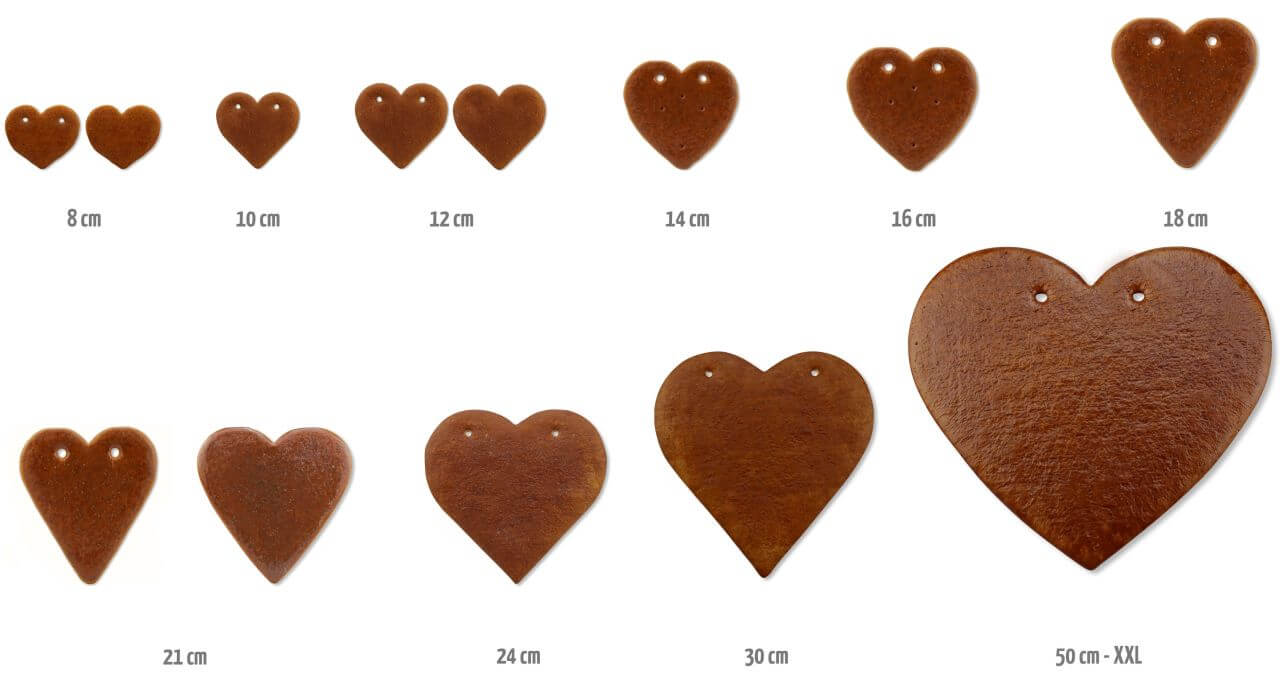 Blank Gingerbread Heart Sizes