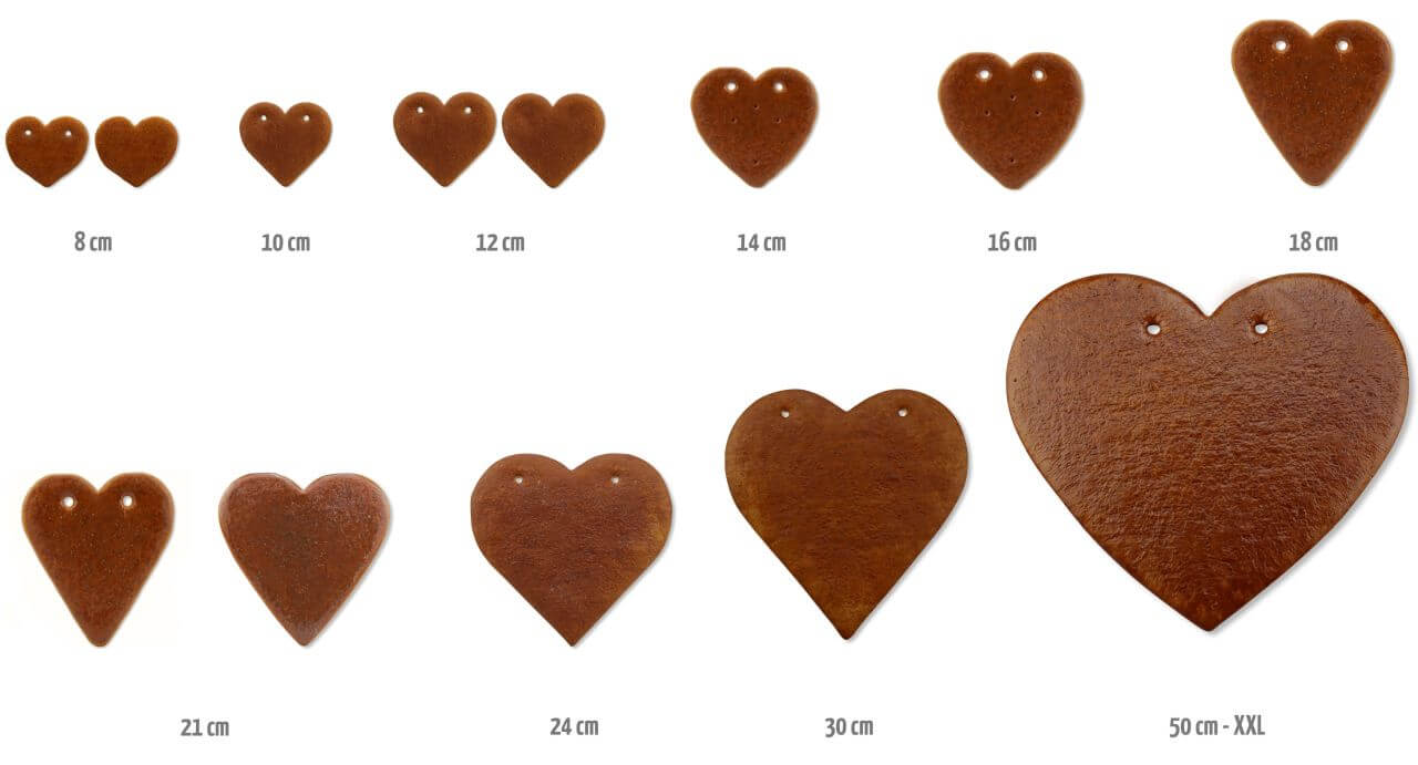 Blank Gingerbread Hearts Sizes