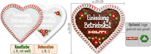 Promotional gift gingerbread heart 24cm