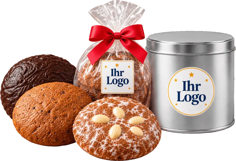 Nürnberger Lebkuchen in Dose und Tüte mit Logo