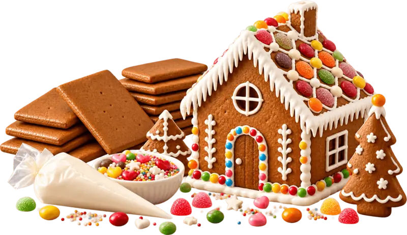 Lebkuchenhaus-Bastelset mit Zuckerguss